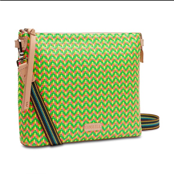 Consuela Crossbody Bag Green and Pink Chevron - Picture 5 of 5